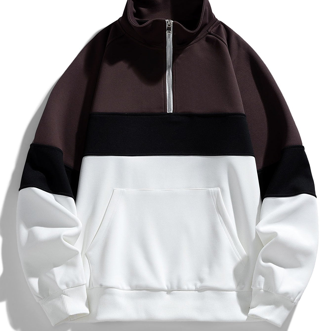 Neil - Colour Block Mock Neck Quarter-Zip Sweatshirt