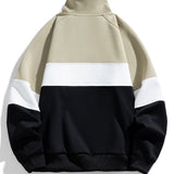 Neil - Colour Block Mock Neck Quarter-Zip Sweatshirt