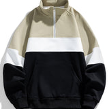 Neil - Colour Block Mock Neck Quarter-Zip Sweatshirt