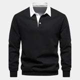 Derek - Navy Long Sleeve Polo with Ribbed Trims
