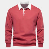Derek - Navy Long Sleeve Polo with Ribbed Trims
