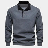 Derek - Navy Long Sleeve Polo with Ribbed Trims