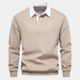Derek - Navy Long Sleeve Polo with Ribbed Trims