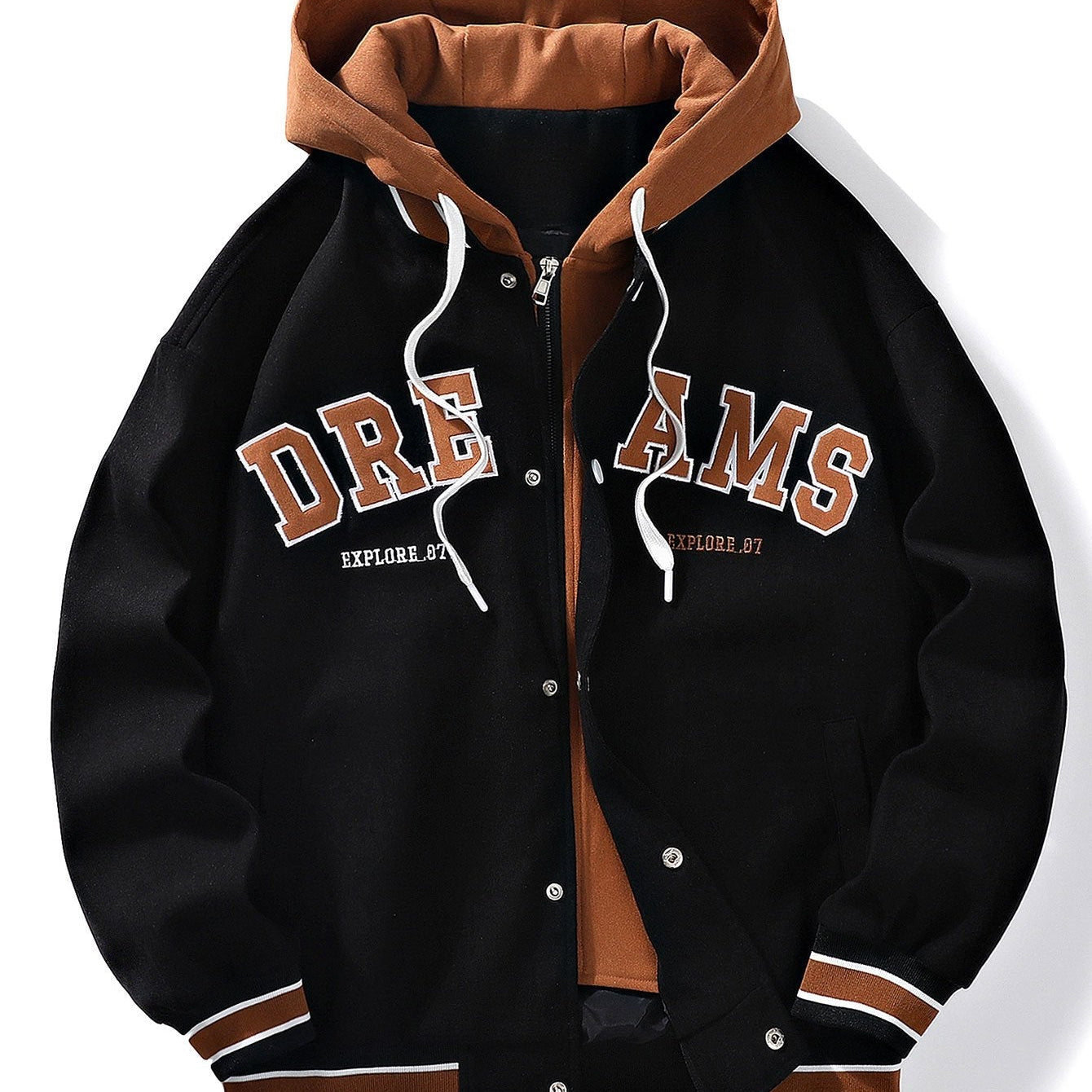 William - Hooded Baseball Jacket with Button Closure