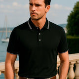 Dallas - Black Polo with Contrast Piping