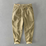 Frederic men's heavyweight cotton barrel leg pants in Khaki, view 2