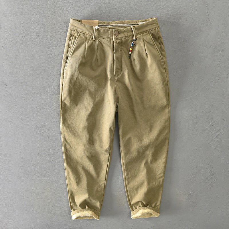 Frederic men's heavyweight cotton barrel leg pants in Khaki, view 2