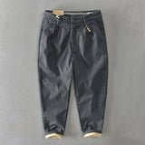 Frederic men's heavyweight cotton barrel leg pants in Grey, view 3