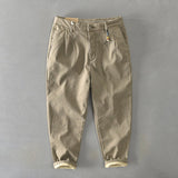 Frederic men's heavyweight cotton barrel leg pants in Beige, view 4