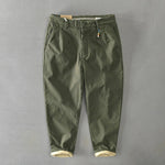 Frederic men's heavyweight cotton barrel leg pants in Green, view 5