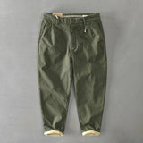 Frederic men's heavyweight cotton barrel leg pants in Green, view 5