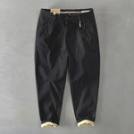 Frederic men's heavyweight cotton barrel leg pants in Black, front view