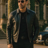 Mark - Cross Zip Leather Jacket