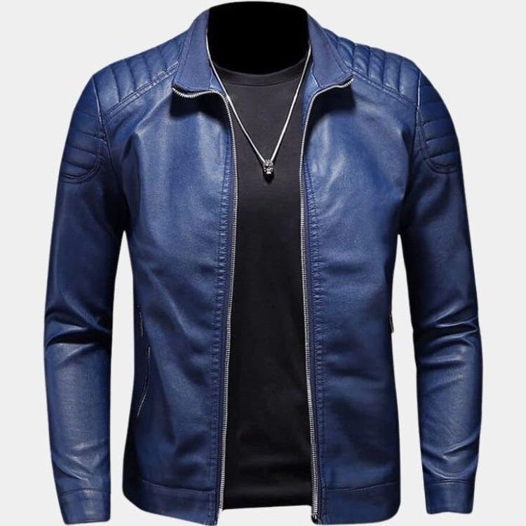 Mark - Cross Zip Leather Jacket