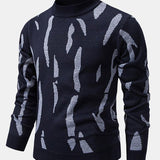 Blake - Abstract Print Stand Collar Sweater