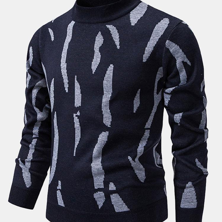 Blake - Abstract Print Stand Collar Sweater