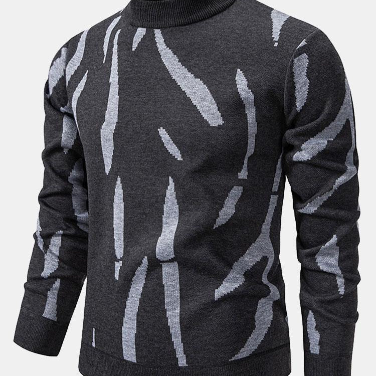 Blake - Abstract Print Stand Collar Sweater