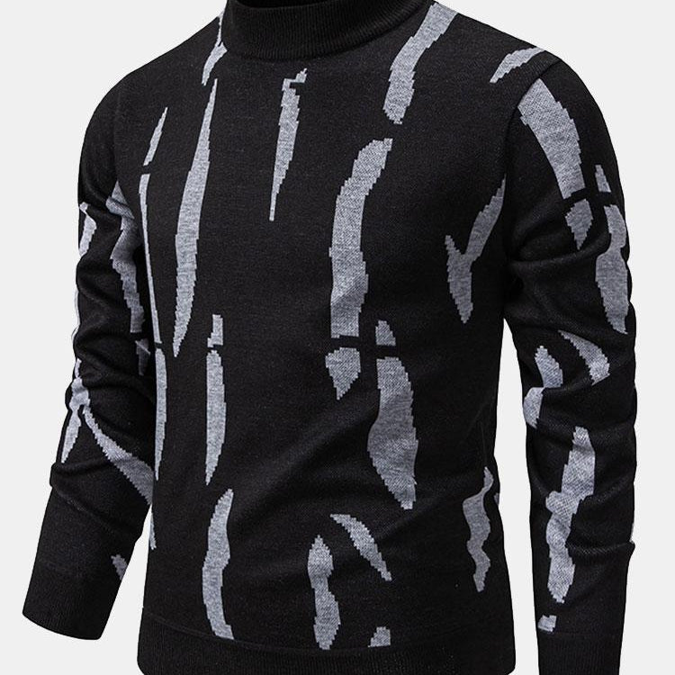 Blake - Abstract Print Stand Collar Sweater