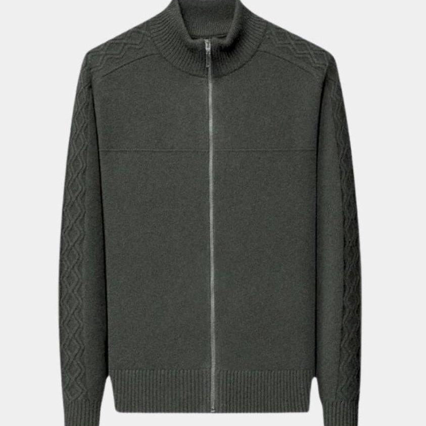 Steve - Zip Collar Knit Cardigan