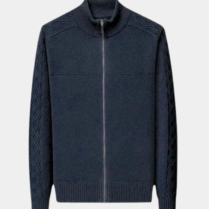 Steve - Zip Collar Knit Cardigan