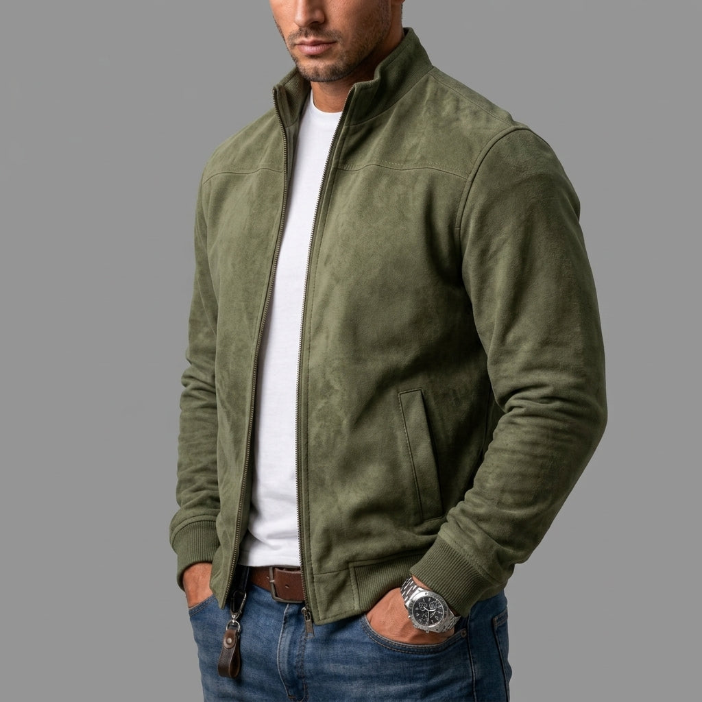 Forrest men's suede bomber jacket, view 8