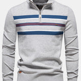 Rhys - Striped Stretch Cotton Quarter-Zip Sweater
