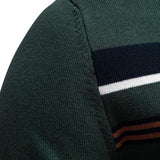 Rhys - Striped Stretch Cotton Quarter-Zip Sweater