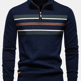 Rhys - Striped Stretch Cotton Quarter-Zip Sweater