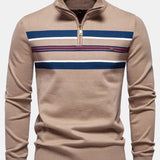 Rhys - Striped Stretch Cotton Quarter-Zip Sweater