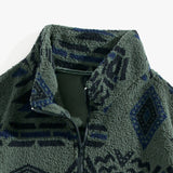 Alistair - Aztec Pattern Teddy Fleece Quarter-Zip Pullover