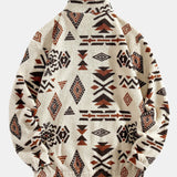 Alistair - Aztec Pattern Teddy Fleece Quarter-Zip Pullover