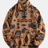 Alistair - Aztec Pattern Teddy Fleece Quarter-Zip Pullover