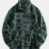 Alistair - Aztec Pattern Teddy Fleece Quarter-Zip Pullover