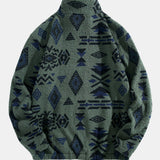 Alistair - Aztec Pattern Teddy Fleece Quarter-Zip Pullover