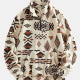 Alistair - Aztec Pattern Teddy Fleece Quarter-Zip Pullover