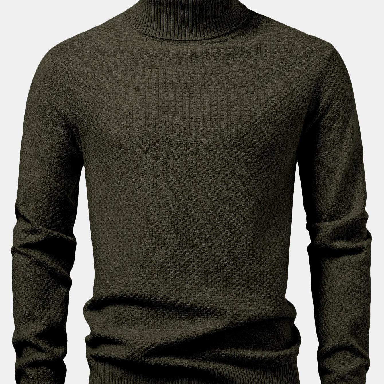 Emmett - Checkerboard Knit Turtleneck Sweater