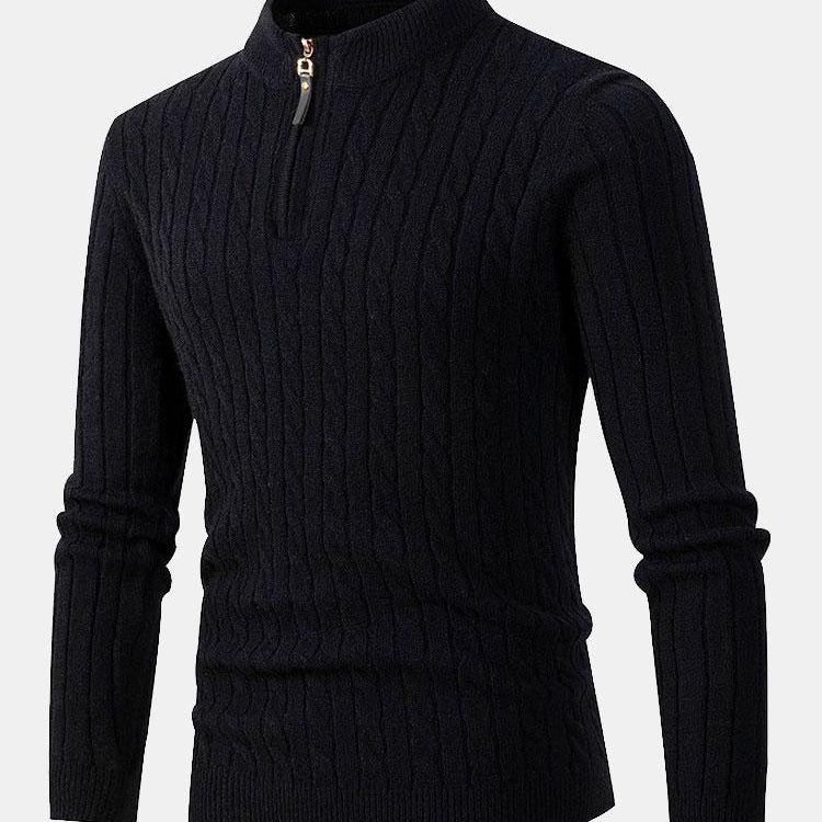 Dawson - Cable Knit Stand Collar Quarter-Zip Sweater