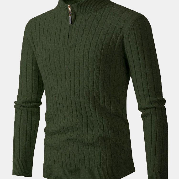 Dawson - Cable Knit Stand Collar Quarter-Zip Sweater