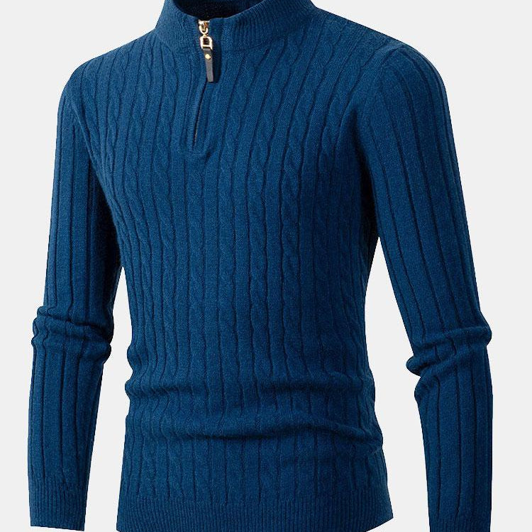Dawson - Cable Knit Stand Collar Quarter-Zip Sweater