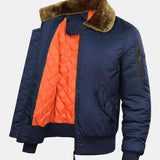 Thomas - Padded Bomber Jacket with Faux Fur Collar