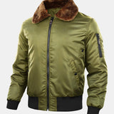 Thomas - Padded Bomber Jacket with Faux Fur Collar