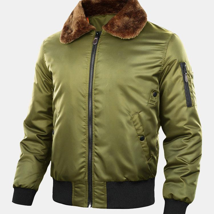 Thomas - Padded Bomber Jacket with Faux Fur Collar