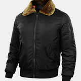 Thomas - Padded Bomber Jacket with Faux Fur Collar