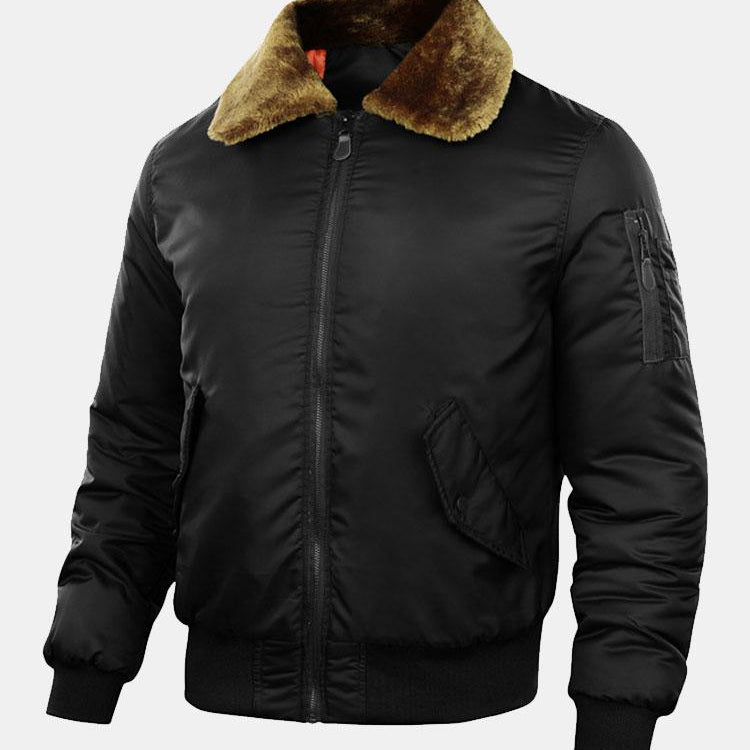 Thomas - Padded Bomber Jacket with Faux Fur Collar