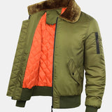 Thomas - Padded Bomber Jacket with Faux Fur Collar