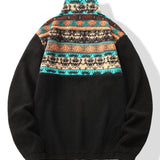 Stuart - Folk Pattern Teddy Fleece Quarter-Zip Pullover