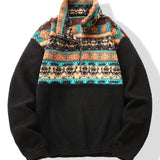 Stuart - Folk Pattern Teddy Fleece Quarter-Zip Pullover