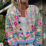 Camille - Cardigan à imprimé floral pastel et boutons