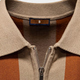 Jesse - Navy Vertical Stripe Zip Polo