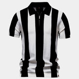 Jesse - Navy Vertical Stripe Zip Polo